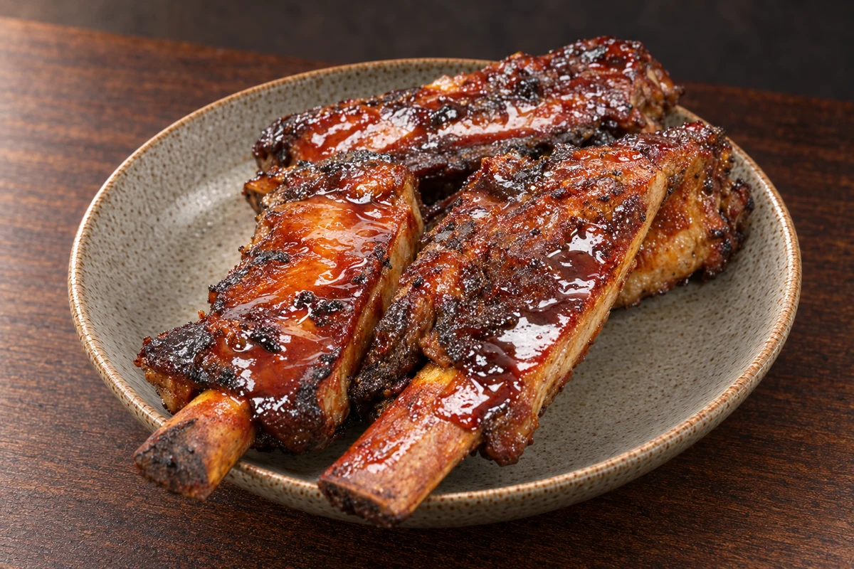 Illustrative glazed ribs, based on a restaurant gallery photograph.